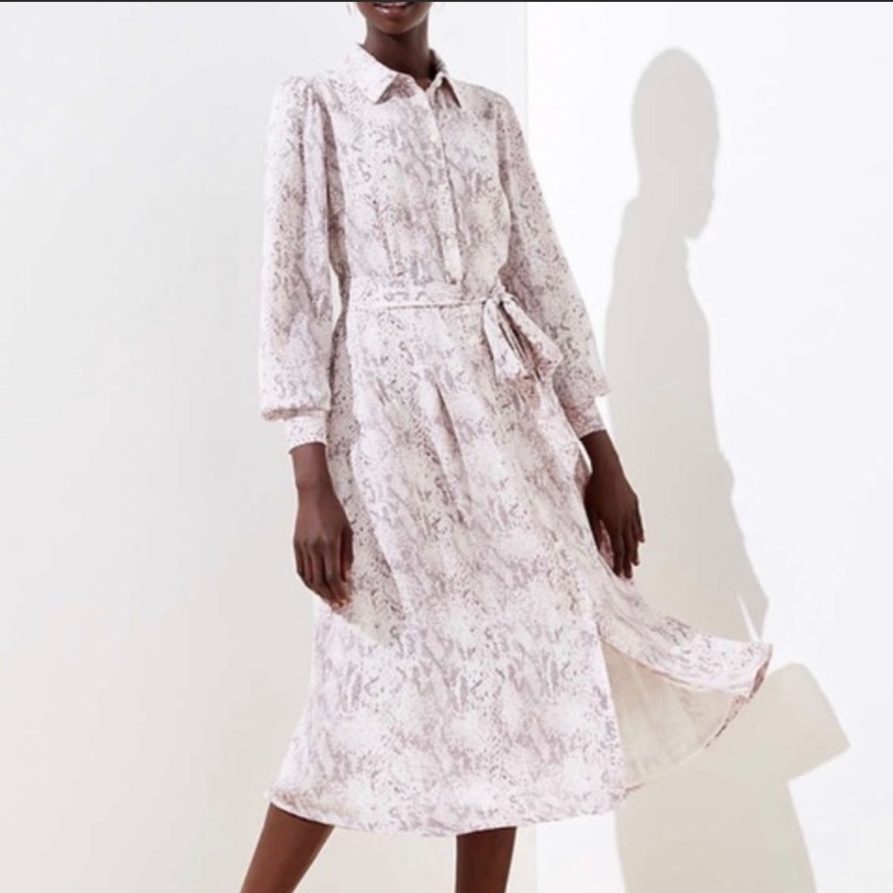Loft snake print midi dress